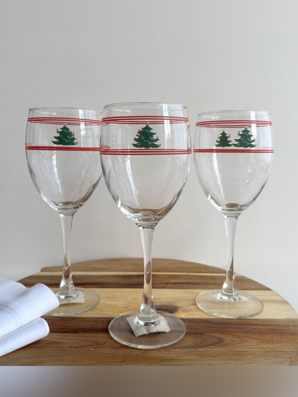 NWT (Set/3) Vintage Waechtersbach 12 oz Christmas Tree Water Wine Goblets